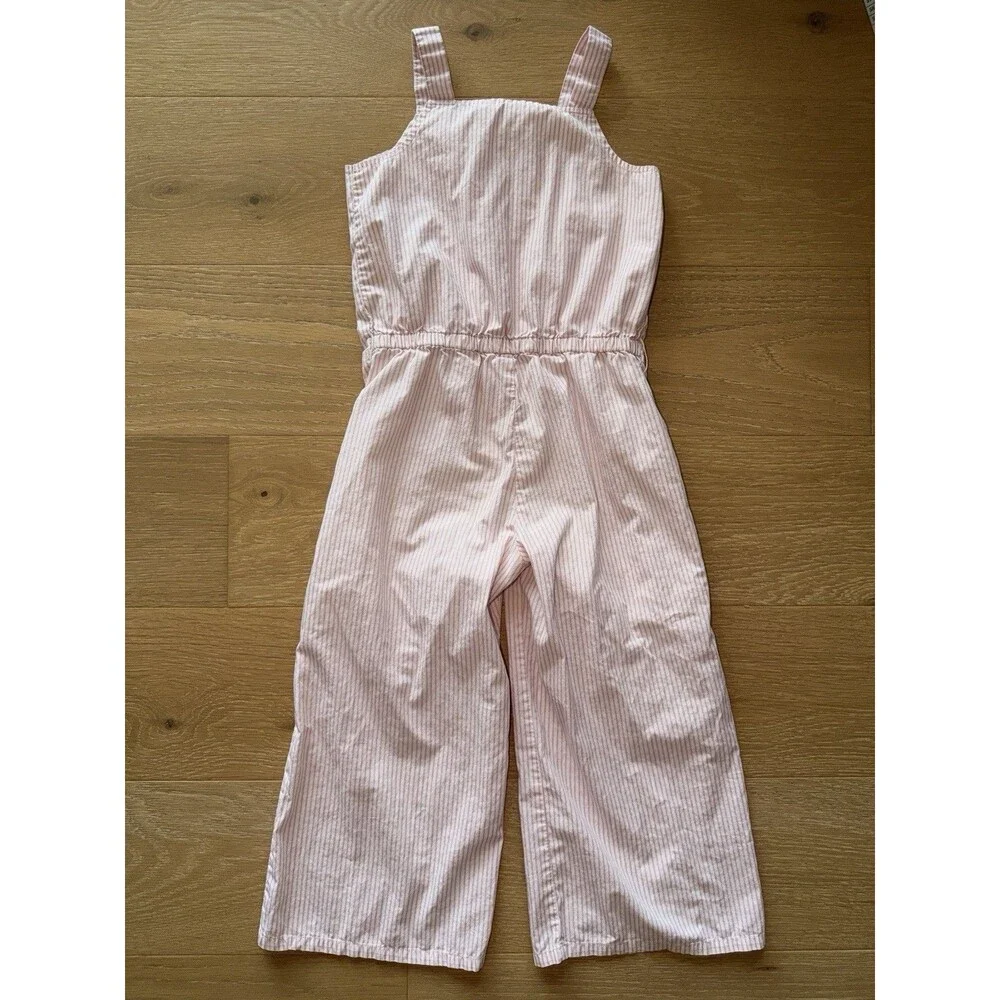 Gymboree Girls Pink White Striped Wide Leg Jumpsuit Sleeveless Size 8